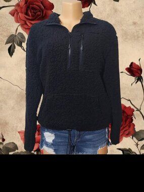 NWT No Boundaries Black Sherpa Top Coat Pullover Jacket